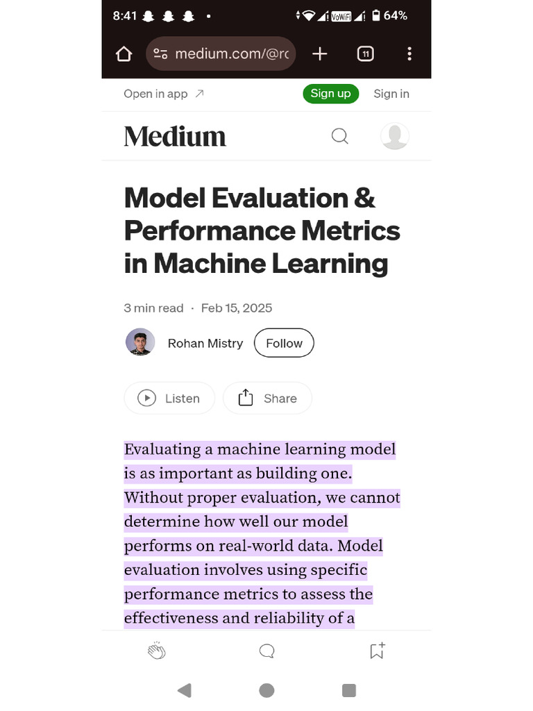 Model Evaluation and Performance in Matrics | PDF