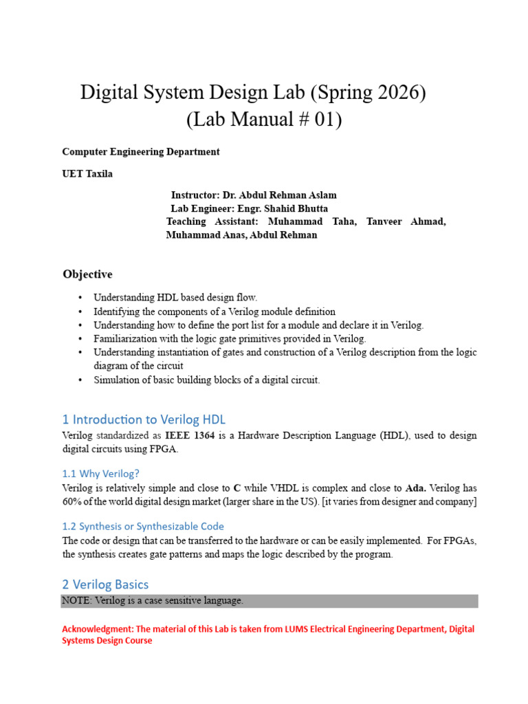 DSD Lab 1 23 CP | PDF | Hardware Description Language | Logic Synthesis