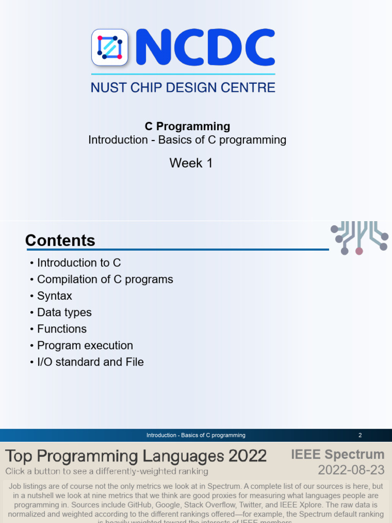 Introduction - Basics of C Programming | PDF