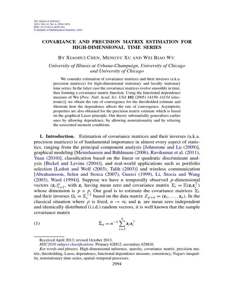 Covariance and Precision Matrix Estimation For High-Dimensional Time ...