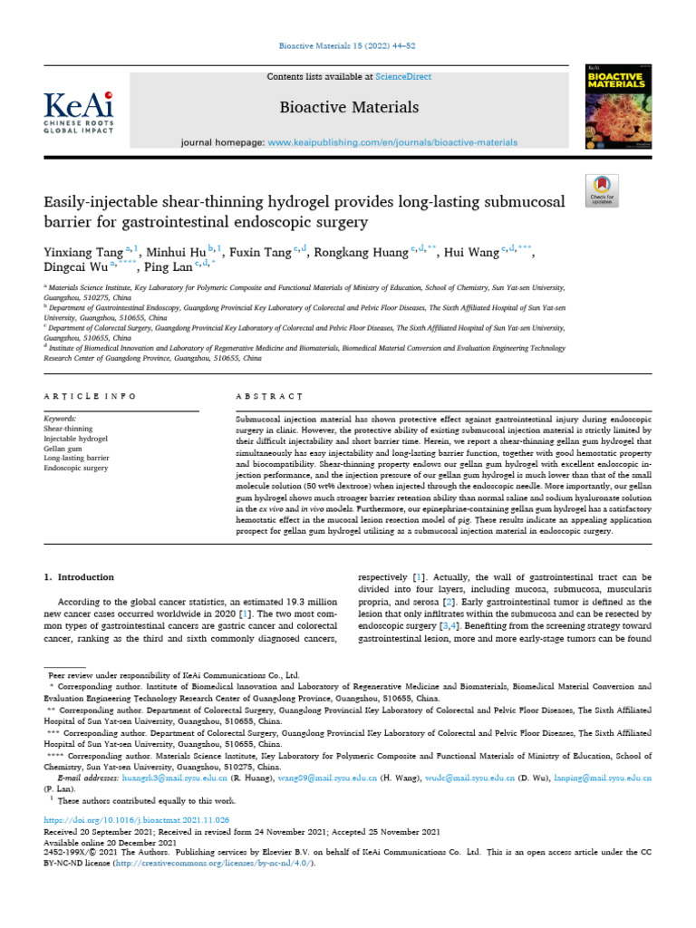 Easily Injectable Shear Thinning Hydrogel Provides Long Lasti 2022 ...