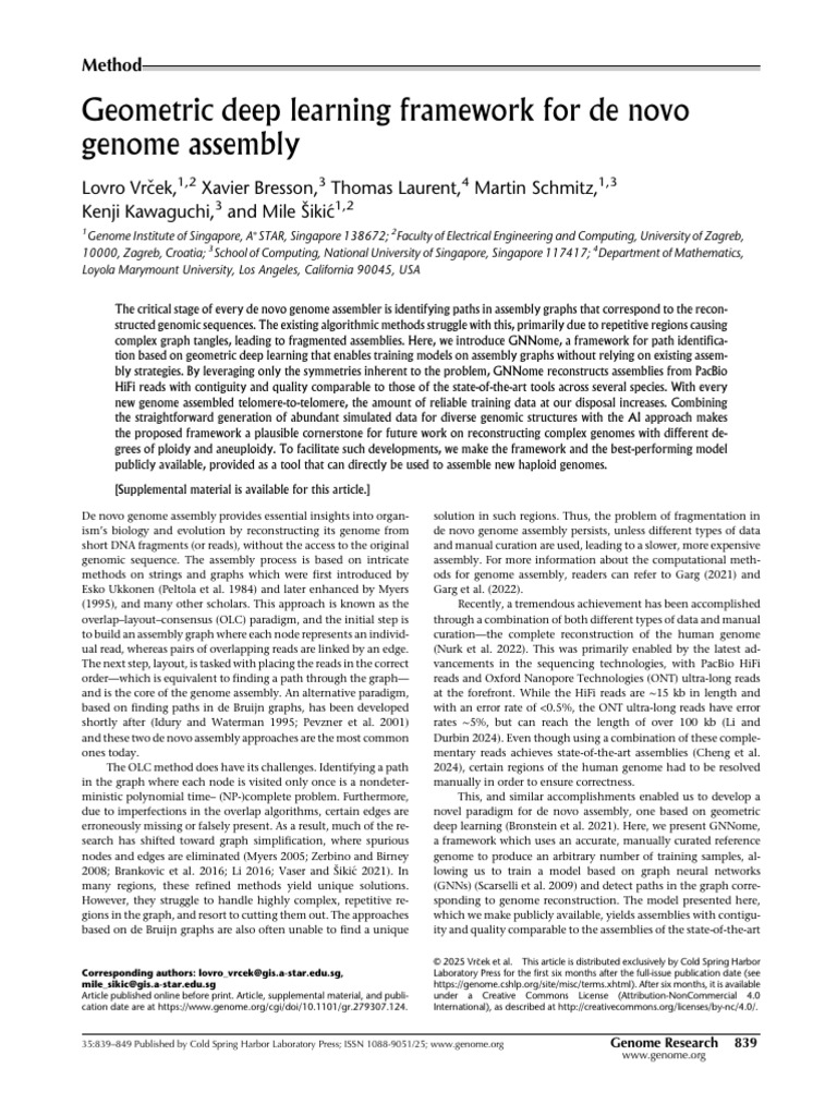Geometric Deep Learning Framework For de Novo Genome Assembly | PDF ...