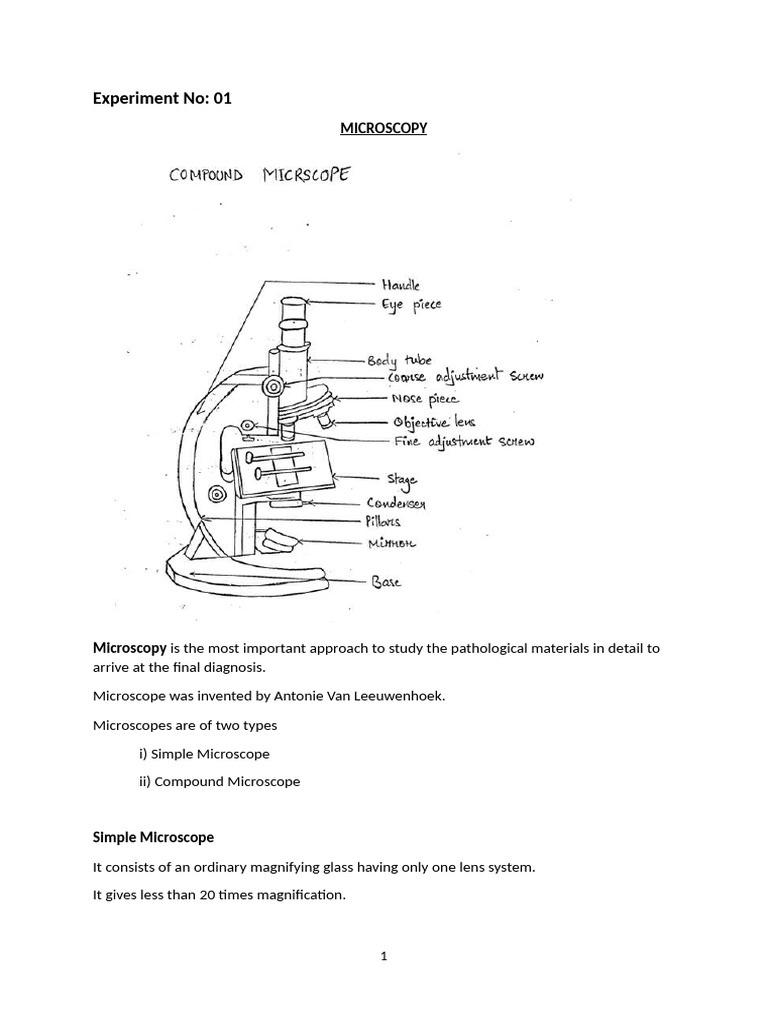 Exp. 01 Microscope Prac | PDF | Microscope | Optics