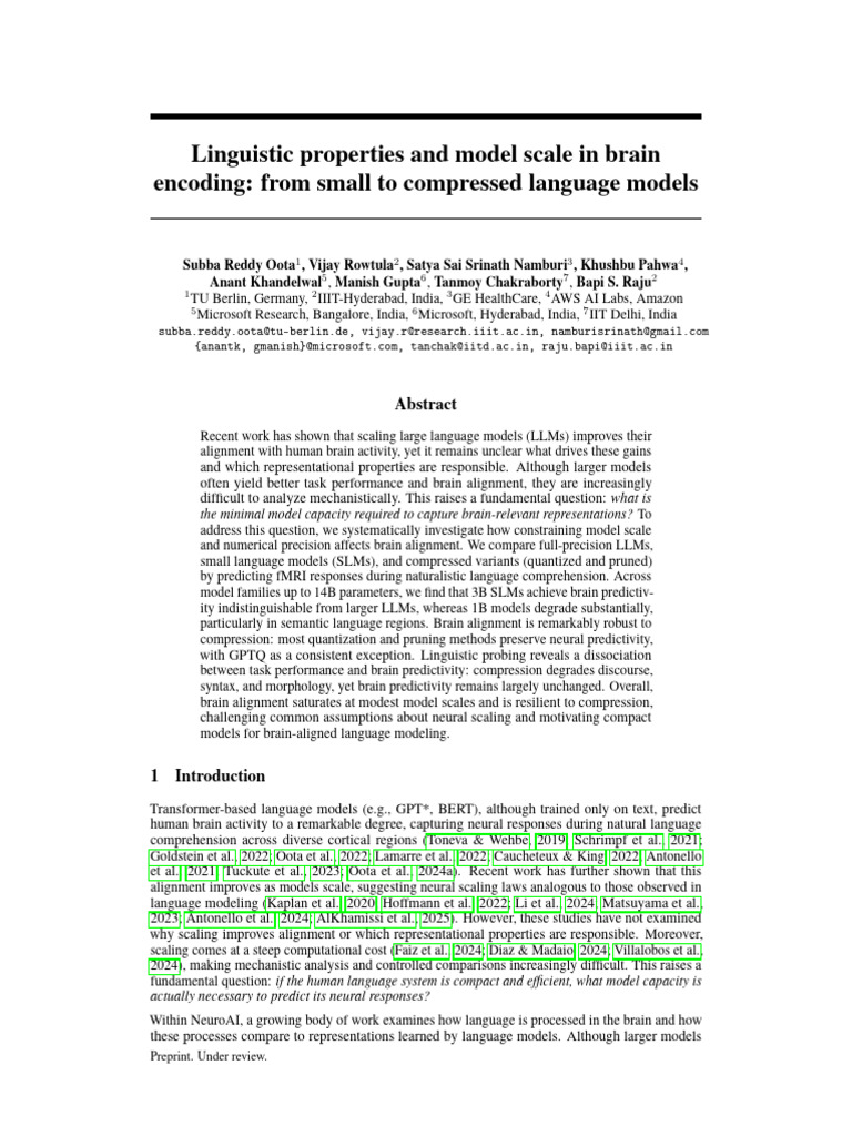 Linguistic Properties and Model Scale in Brain Encoding: From Small To ...