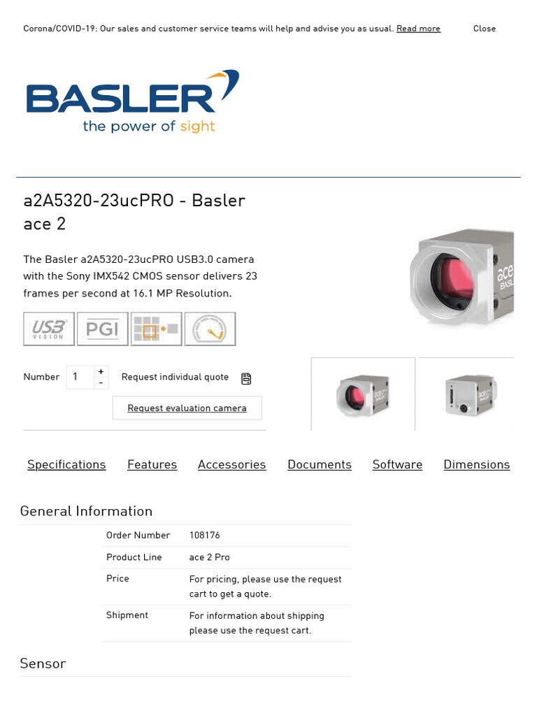 Basler Camera Specs | PDF | Pixel | Camera