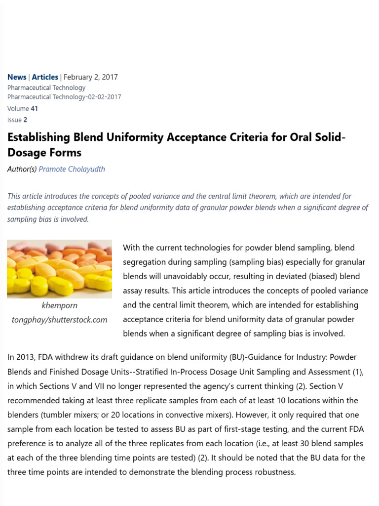 Establishing Blend Uniformity | PDF