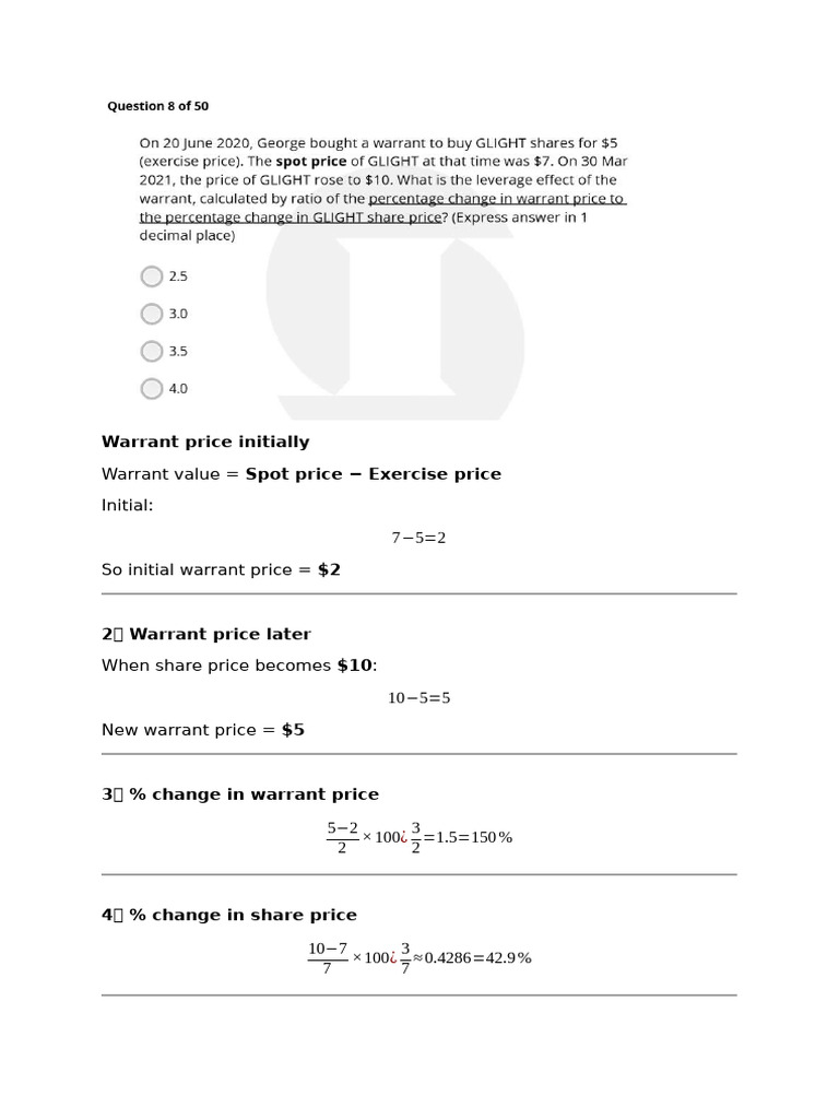 Mock Questions | PDF | Option (Finance) | Investment Fund