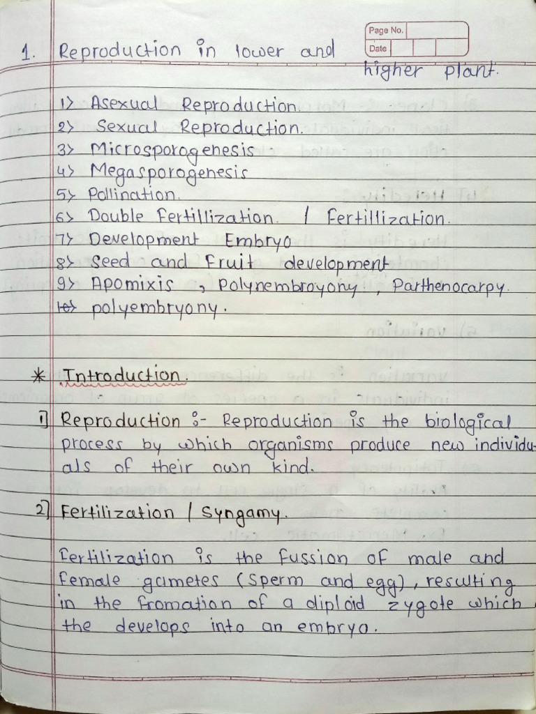 HSC 12th Biology 1. Reproduction in Lower and Higher Plants | PDF