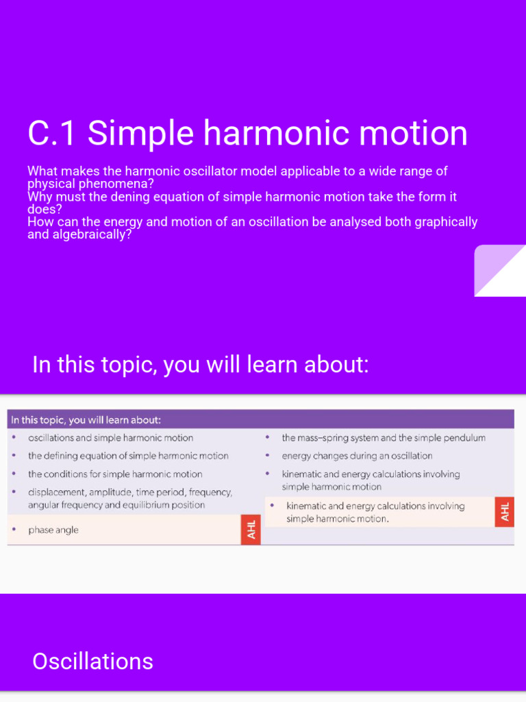 C.1 Simple Harmonic Motion | PDF | Oscillation | Acceleration