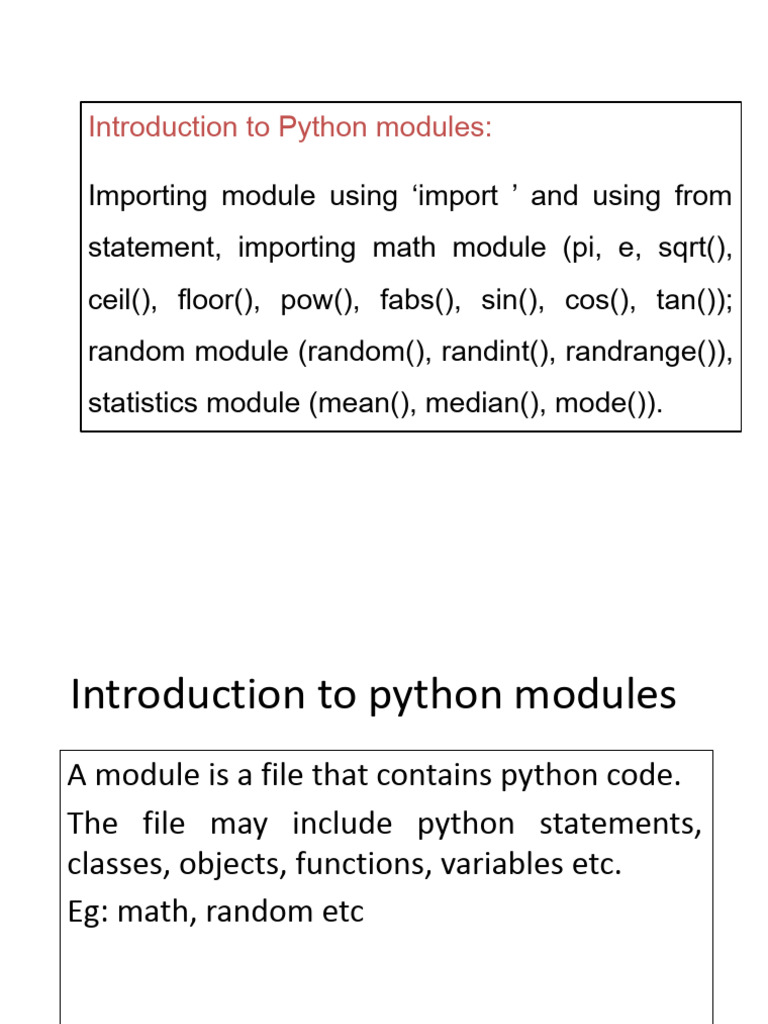 Introduction To Python Modules | PDF | Logarithm | Numbers