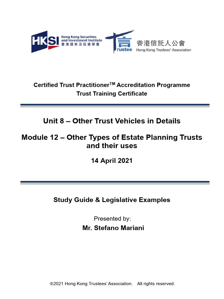 Trust U8 M12 Other Trust Vehicles | PDF | Trustee | Legal Documents