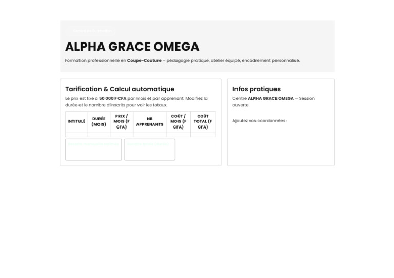 ALPHA GRACE OMEGA - Formation en Coupe-Couture | PDF