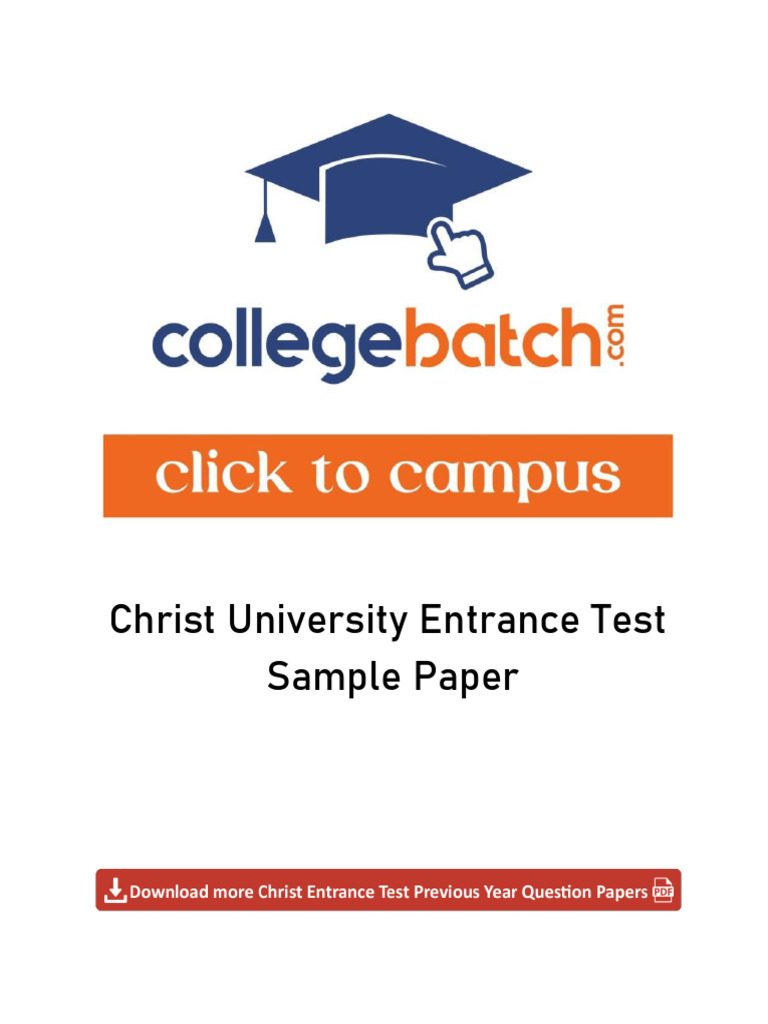 Christ University Entrance Test Sample Paper | PDF