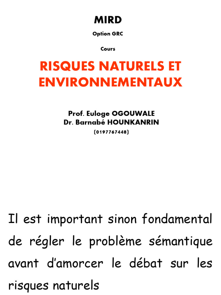 Cours Mird - Risques Naturels Et Environnementaux - 25-26 | PDF ...