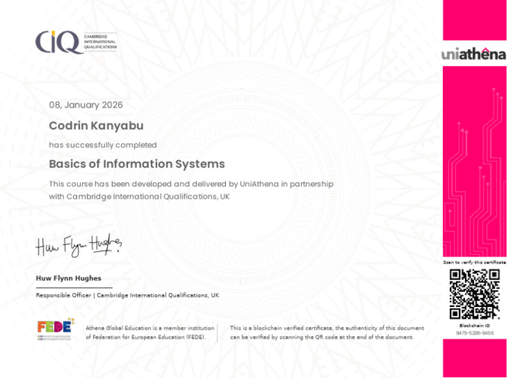 Codrin IMFORMATION Certificate | PDF