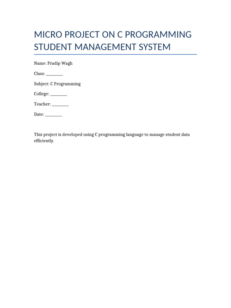Advanced C Micro Project | PDF
