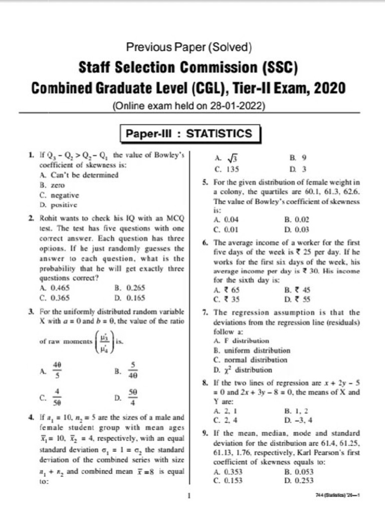 Statistics Previous Year SSC | PDF