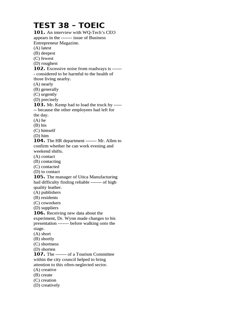 Test 38 | PDF