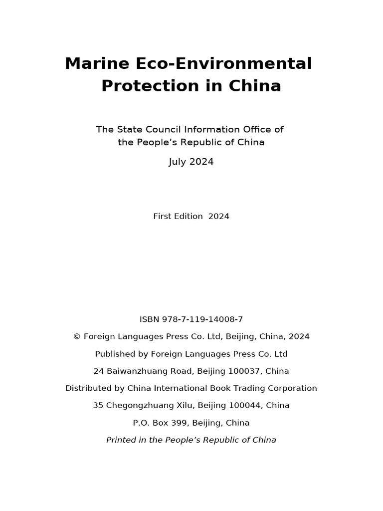 MarineEco EnvironmentalProtectioninChina | PDF | Environmental ...