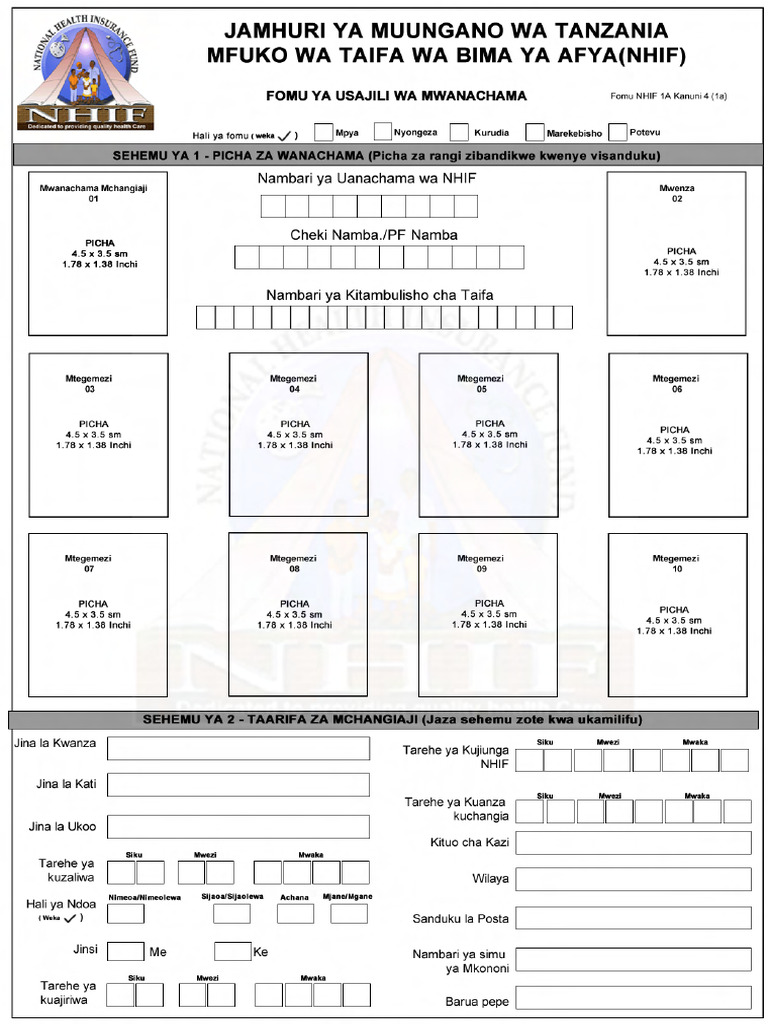 NHIF Form No.1 | PDF