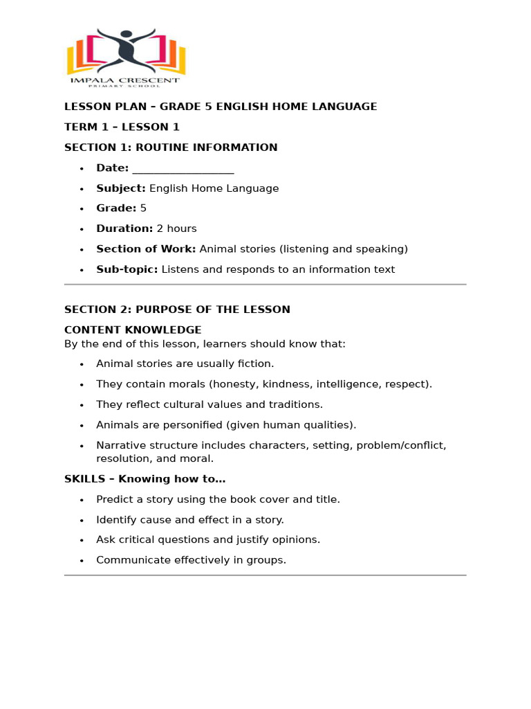 ENG Less Plan 1 | PDF | Learning | Knowledge
