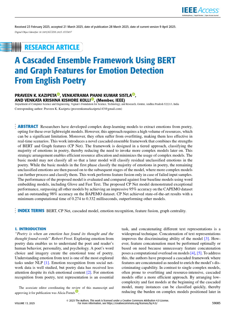 A Cascaded Ensemble Framework Using BERT and Graph Features For Emotion ...
