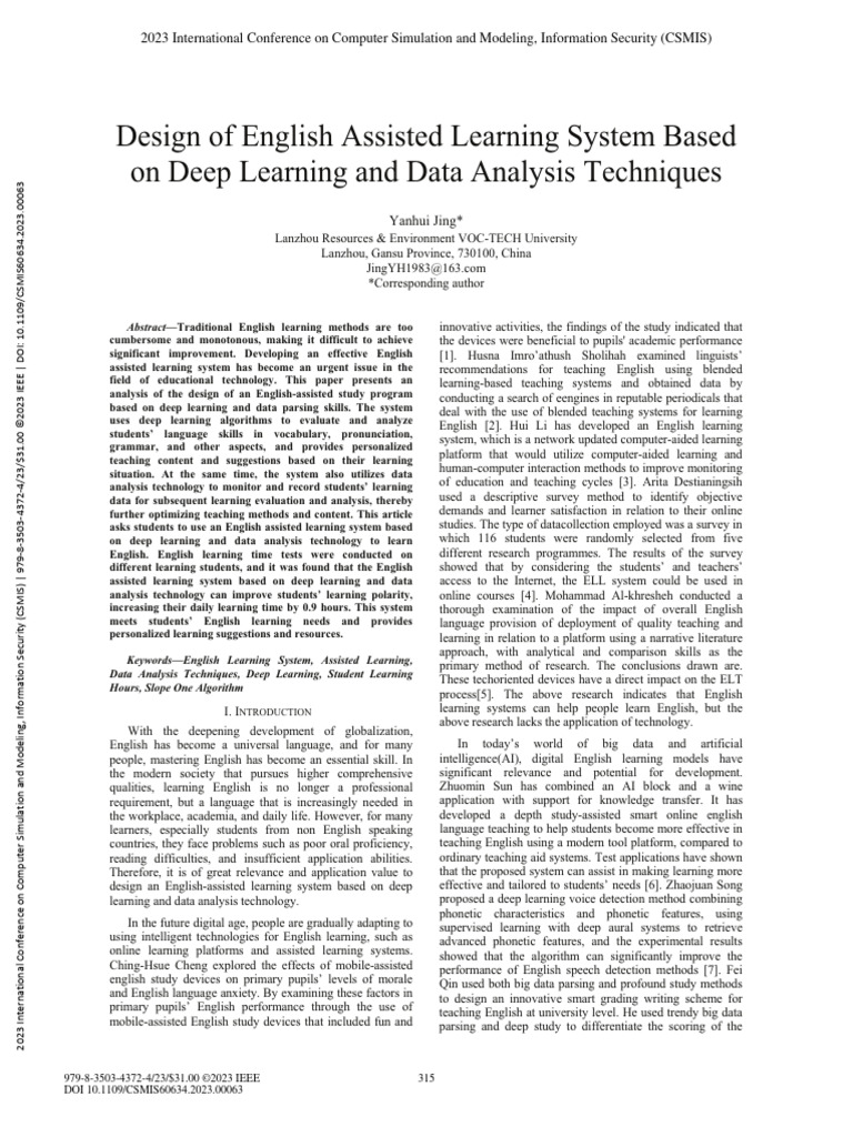 Design of English Assisted Learning System Based On Deep Learning and ...