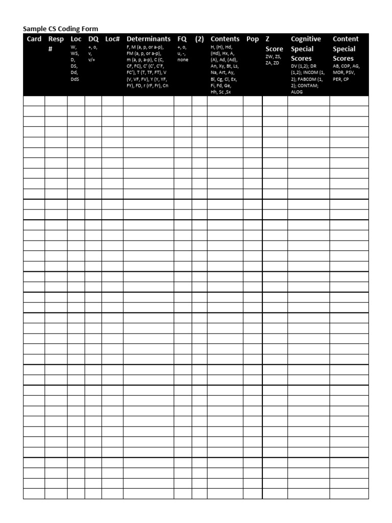 CS Coding Form | PDF