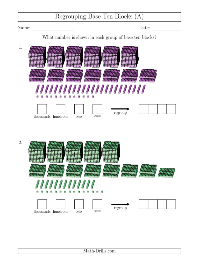 Baseten Represent Numbers Regrouping With Thousands All.1485980113 | PDF
