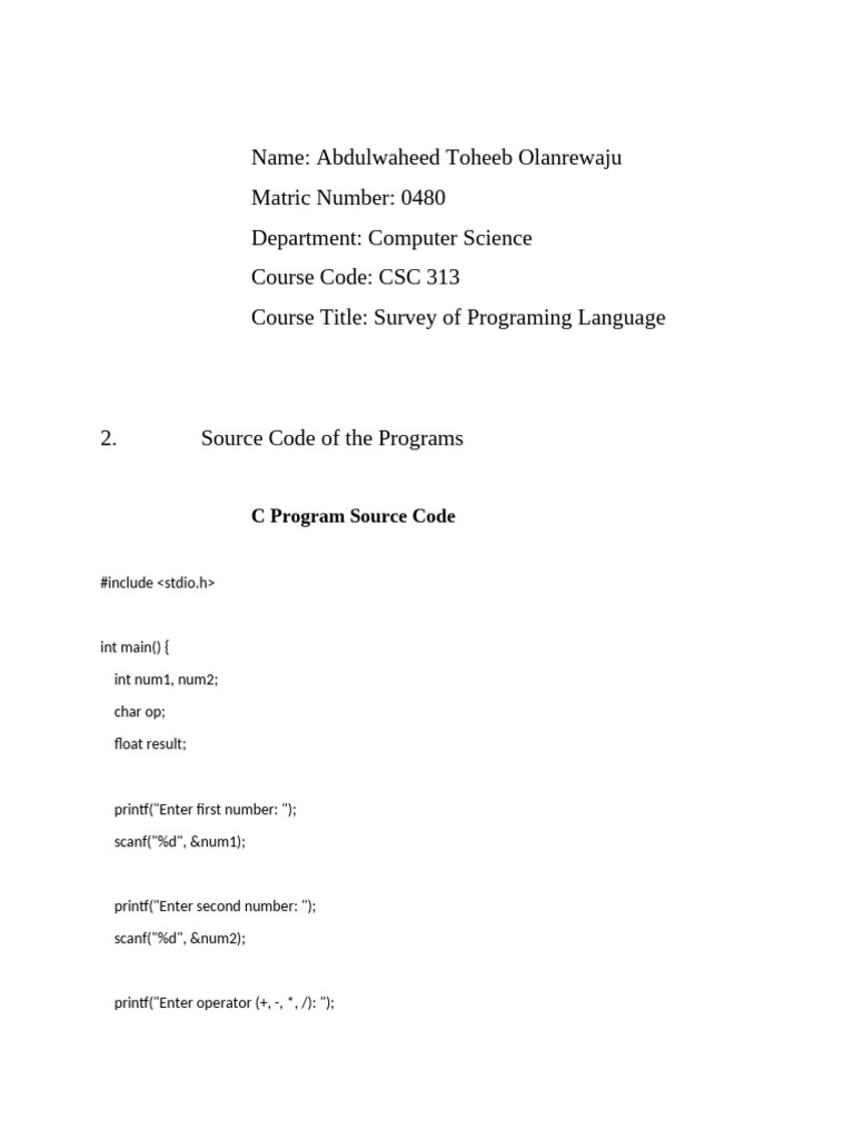 Source Code of The Languages | PDF
