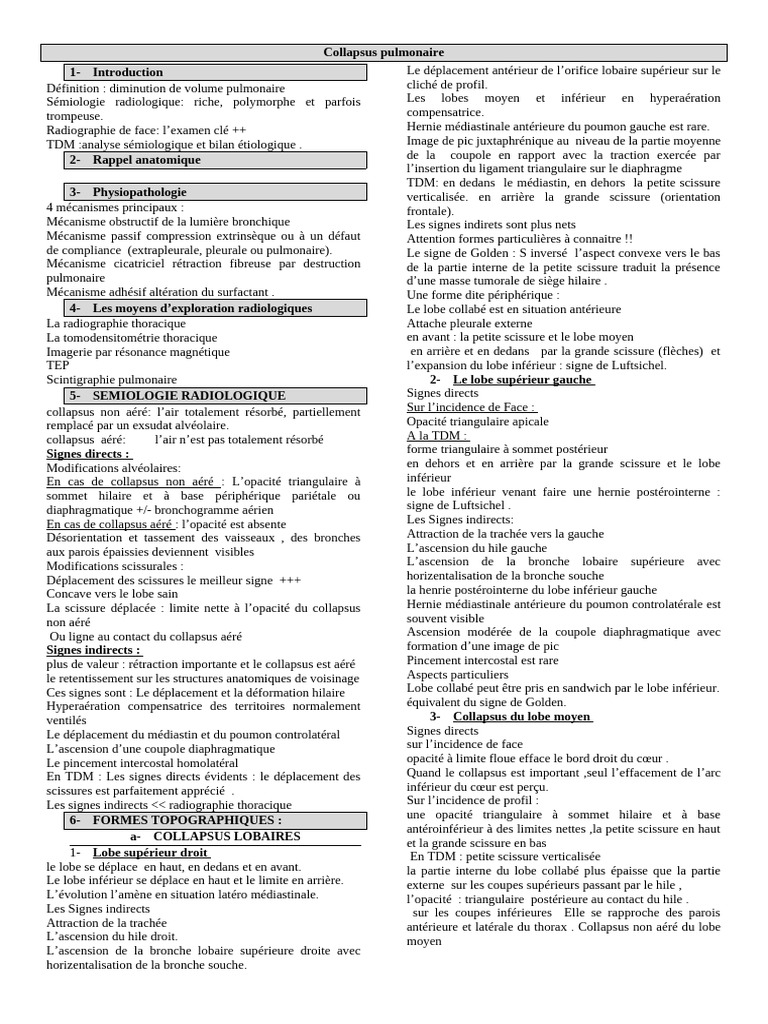 Collapsus Pulmonaire | PDF