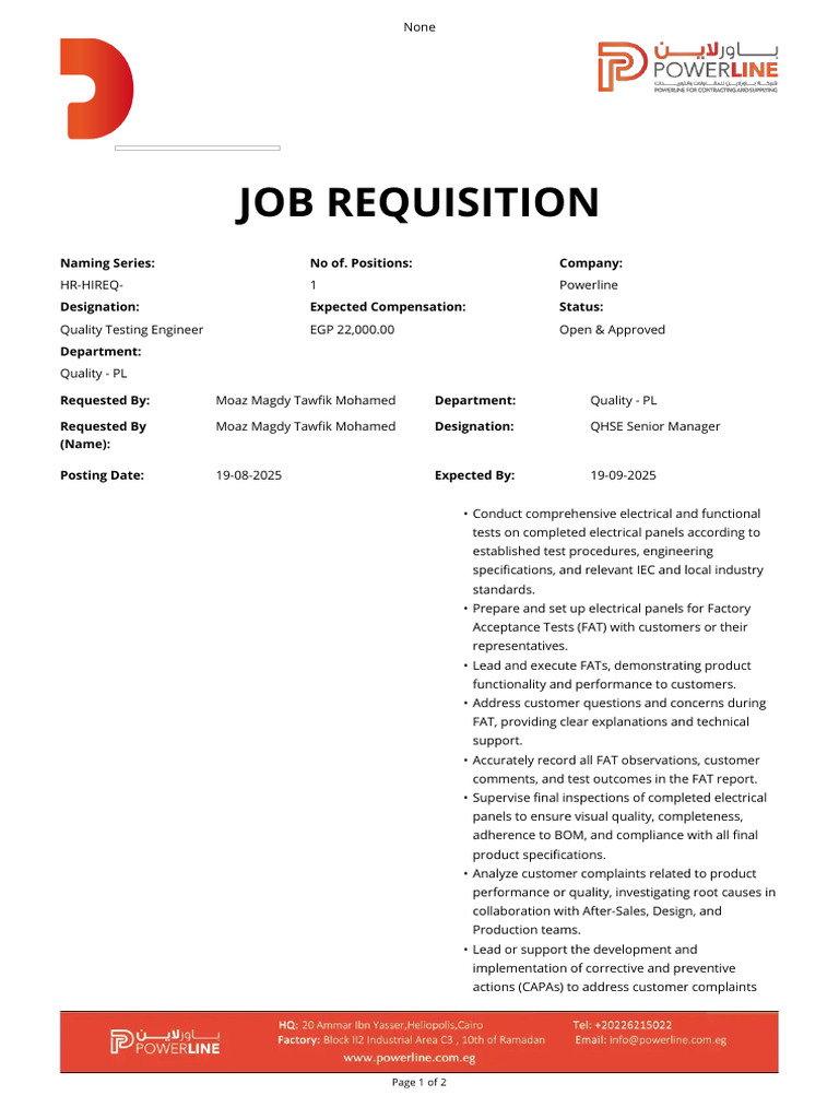 Job Requisition | PDF