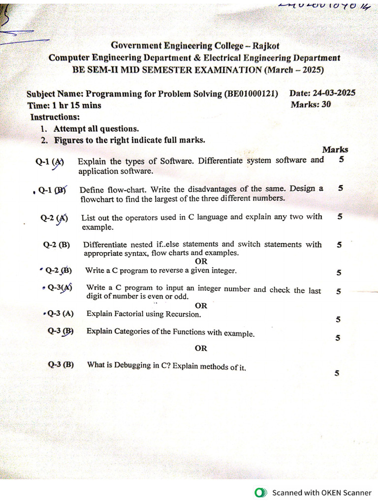 PPS Mid Paper | PDF