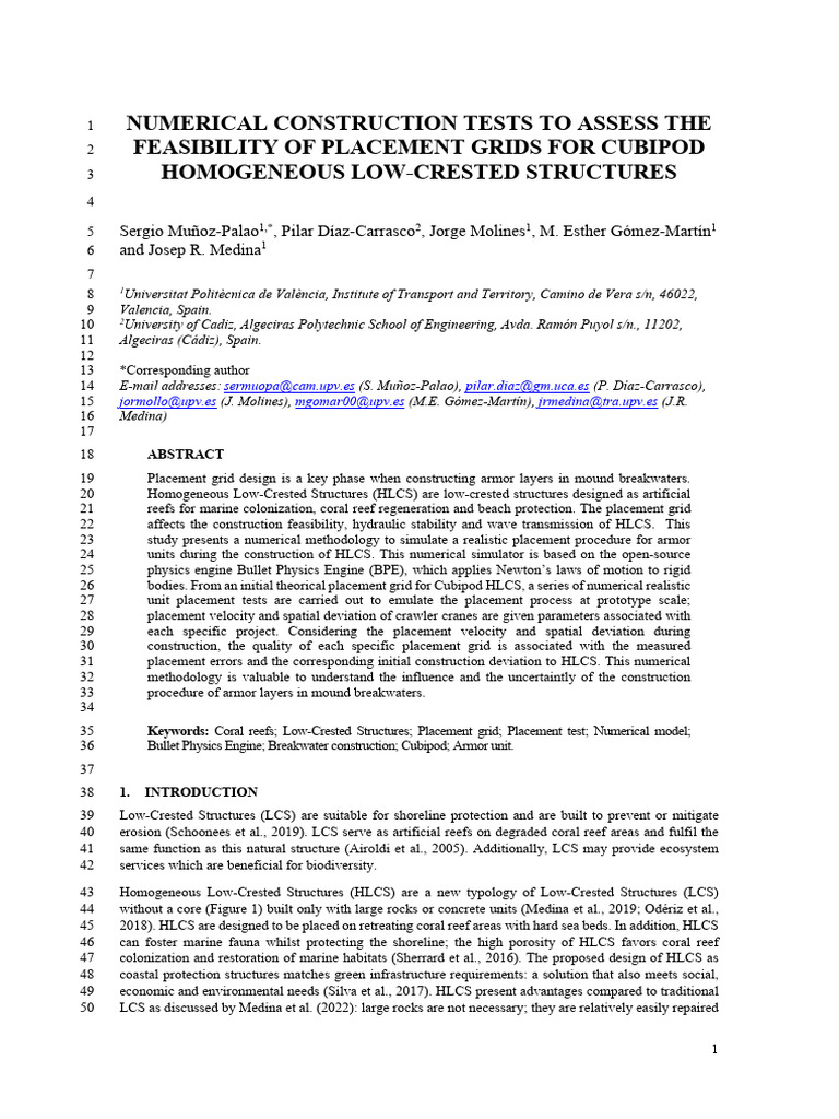Numerical Construction Tests To Assess The Feasibility of Placement ...