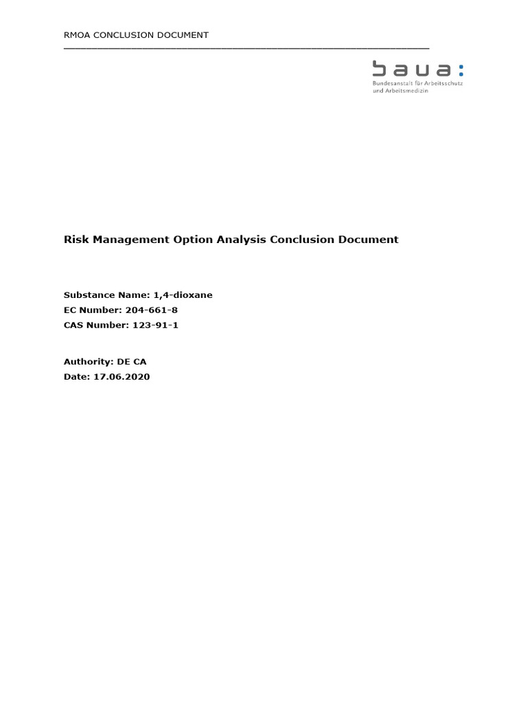 REACH RMOA Dioxan Conclusion | PDF | Risk Management