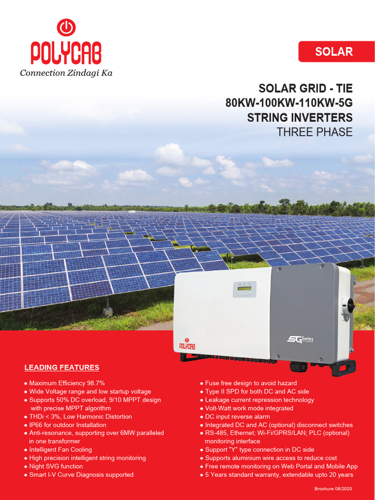 Polycab Grid Tie Solar Inverter - 3 Phase - PSIT-80KW-110KW - 5G | PDF ...