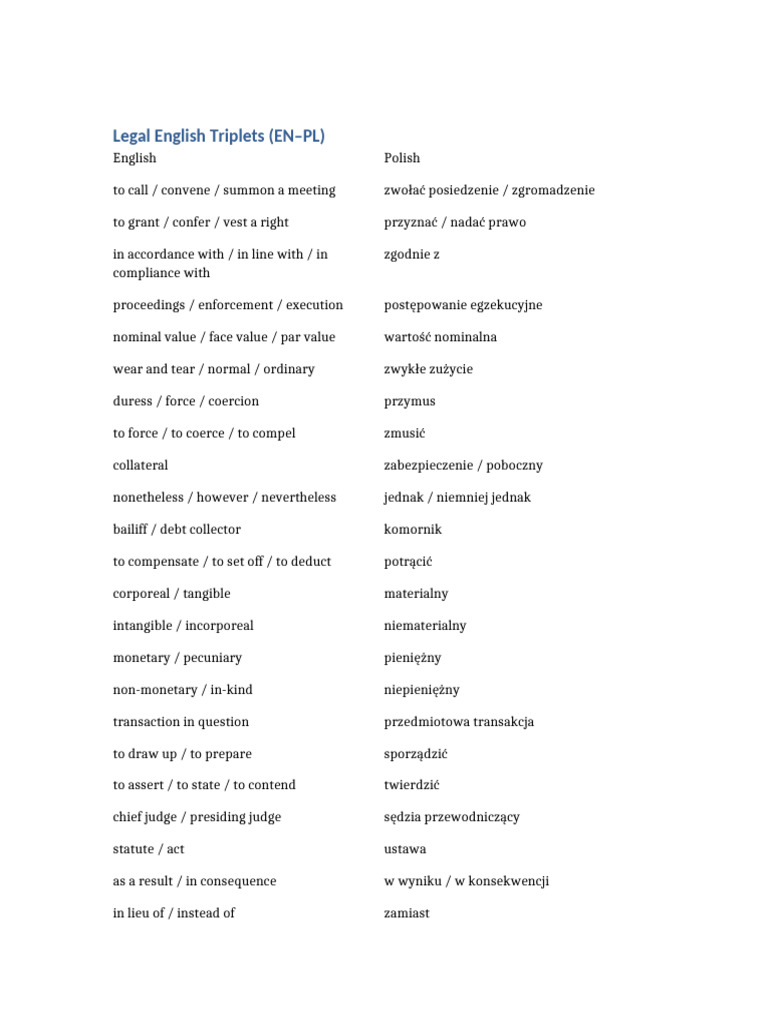 Triplets Legal English | PDF