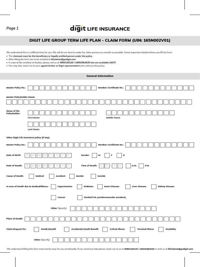 Life Group Term Life Insurance Claim Form | PDF