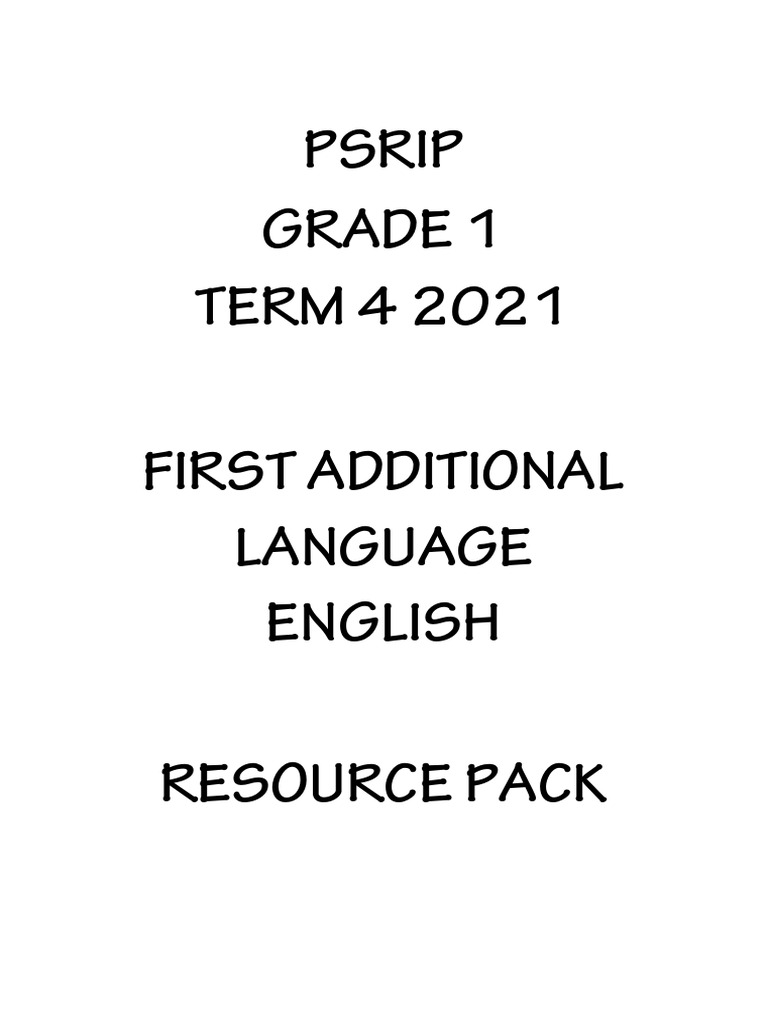 GR 1 Term 4 2021 Psrip Efal Resource Pack | PDF