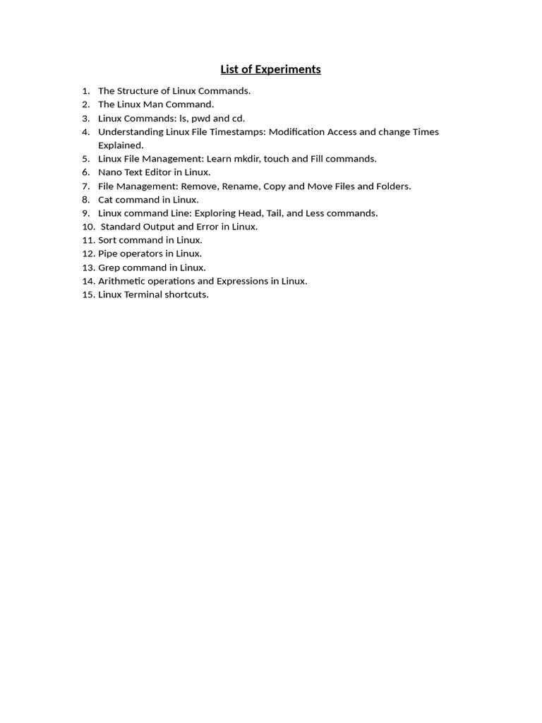 List of Experiments OS | PDF