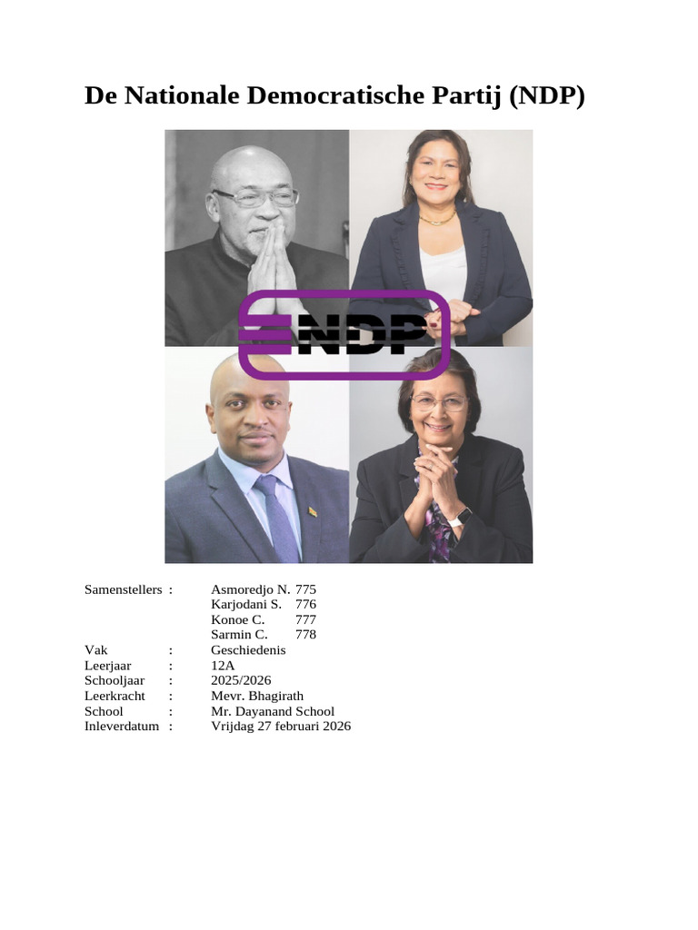 De Nationale Democratische Partij (NDP) | PDF