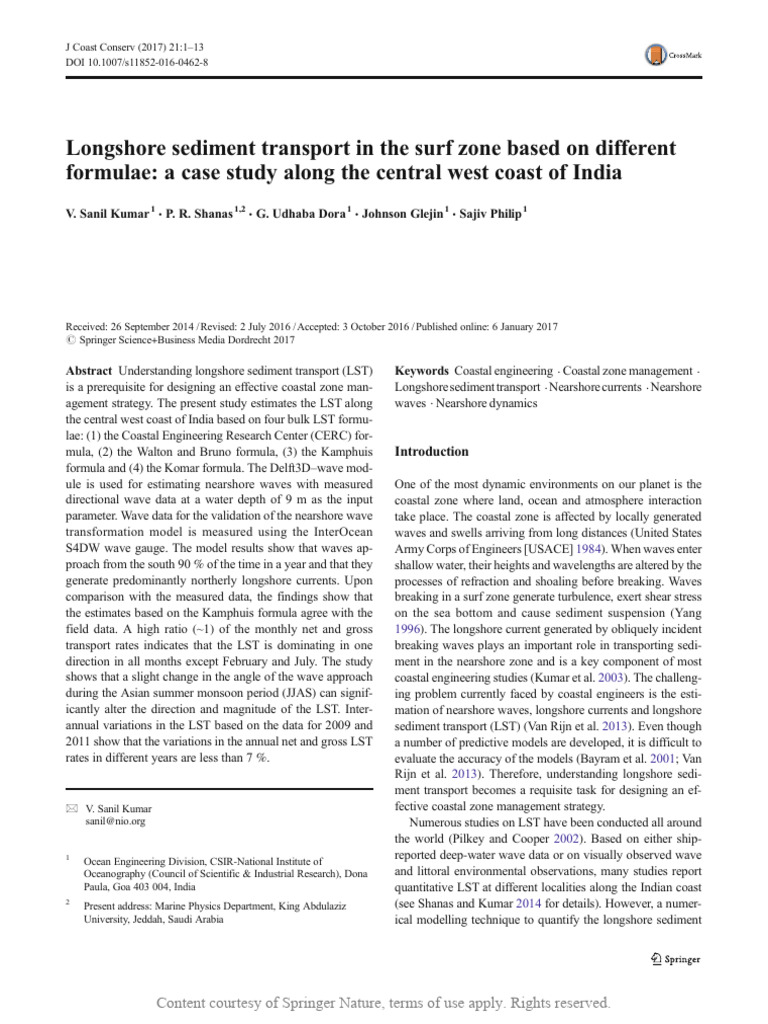 Longshore Sediment Transport in The Surf Zone Base | PDF | Coast | Waves