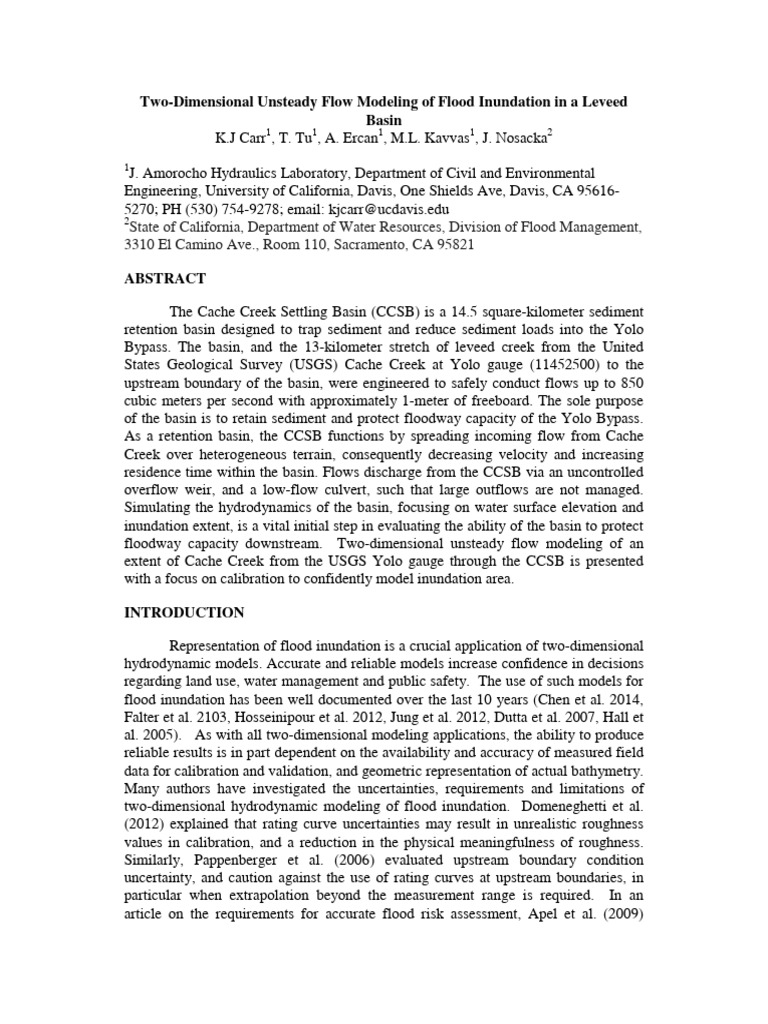 Two-Dimensional Unsteady Flow Modeling of Flood Inundation in A Leveed ...