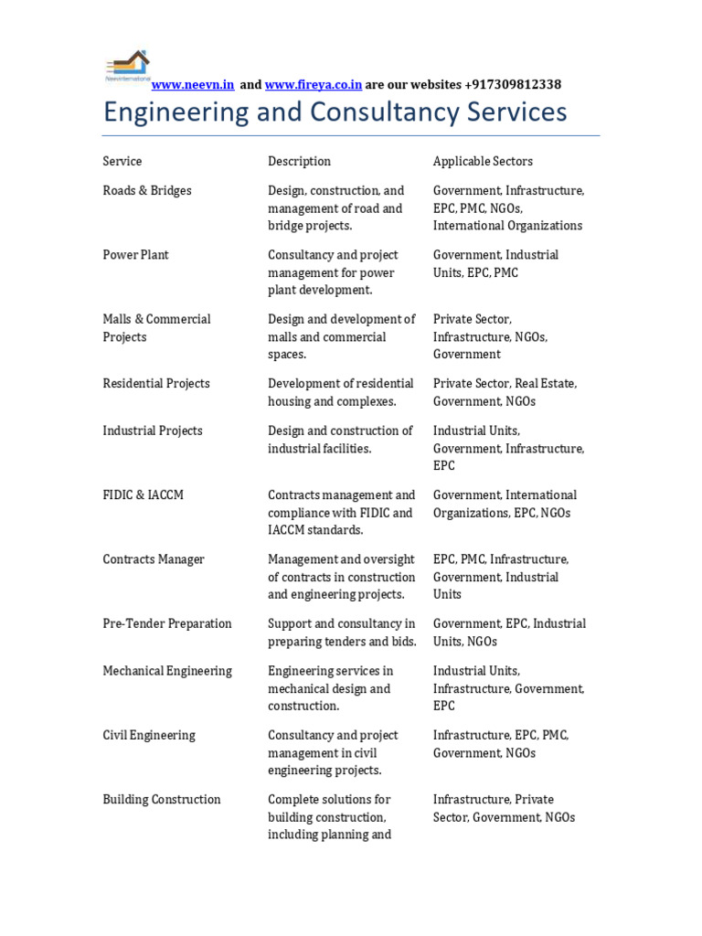 Engineering & Consultancy Services | PDF | Engineering | Infrastructure