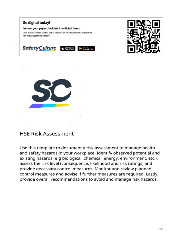 HSE Risk Assessment | PDF