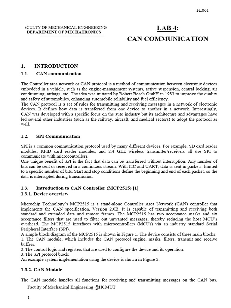 MCU LAB 04 CAN Communication | PDF
