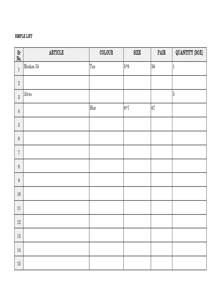 Simple List | PDF