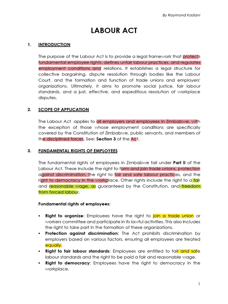 Labour Act | PDF