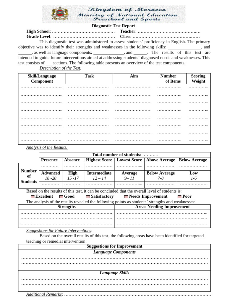 Diagnostic Test Report | PDF