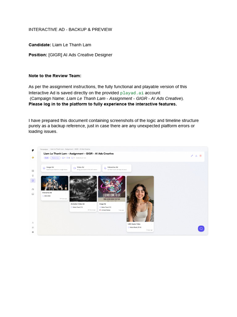 Interactive Ad - Backup & Preview | PDF